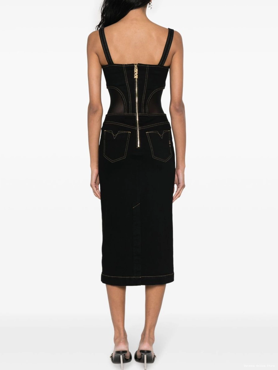 Affordable contrast-stitching denim Couture dress Versace Jeans Women 0704